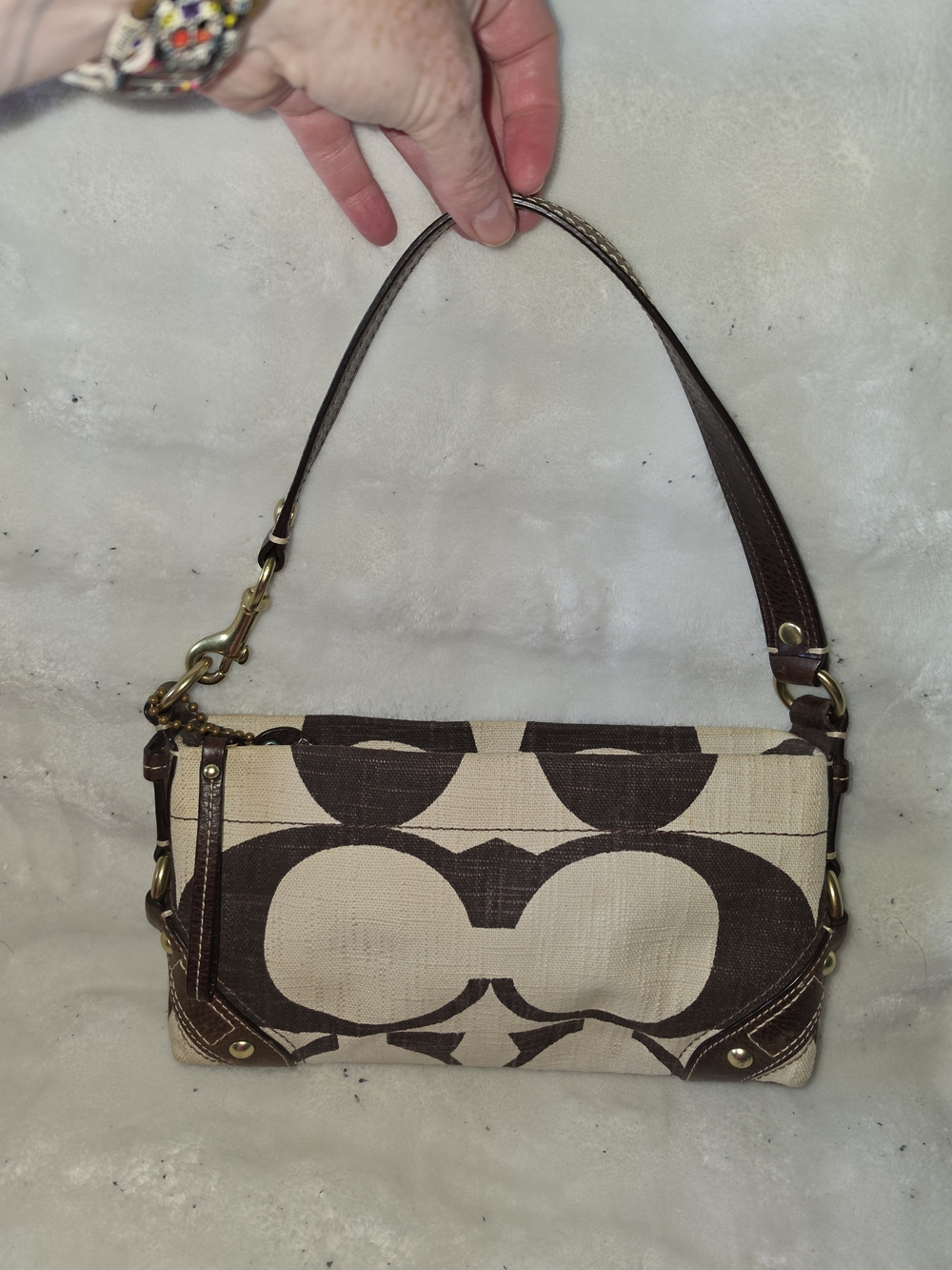 Vintage Carly Coach Brown & Cream Shoulder Bag - Picture 5 of 5